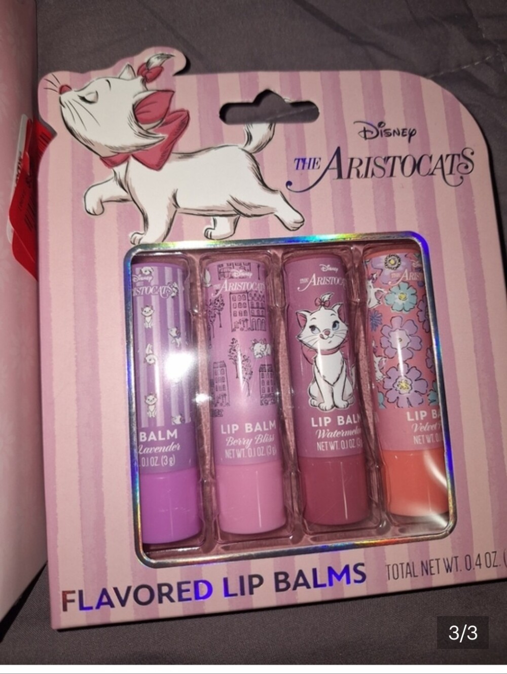 Disney Aristocats Lip Balm Set - Pink, Purple, Coral